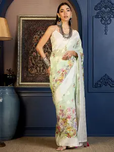 Mitera Floral Printed Zari Muga Saree