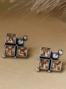 Priyaasi Silver Plated Artificial Stones Oxidised Contemporary Studs Earrings
