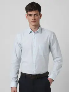 Peter England Men Slim Fit Spread Collar Micro Checked Cotton Formal Shirt