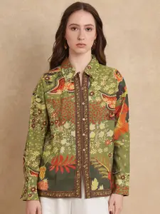 RAREISM Women Comfort Fit Spread Collar Floral Printed Casual Shirt