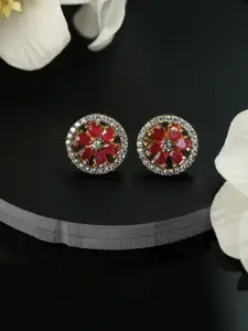 Priyaasi Gold-Plated Faux Ruby Studded Contemporary Studs