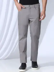 Blackberrys Men B-95 Plain Slim Fit Low-Rise Cotton Trousers