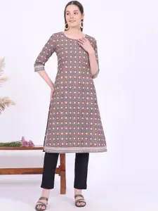 AURELIA Floral Printed Keyhole Neck A-Line Kurta