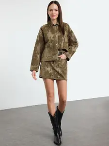 Trendyol Women Camouflage Printed Pure Cotton Mini Skirt
