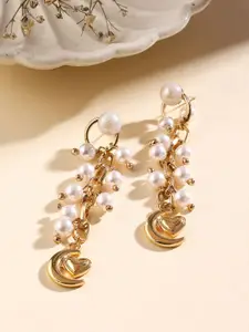 Priyaasi Gold Plated Pearls Contemporary Drop Earrings