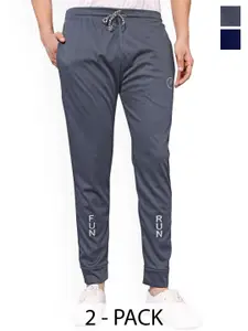 Moda Rapido Men Pack Of 2 Mid Rise Slim Fit Joggers Track Pants
