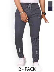 Moda Rapido  Men Pack Of 2 Mid Rise Joggers Slim Fit Track Pants