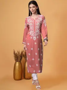 PARAMOUNT CHIKAN Ethnic Motifs Embroidered Chikankari Straight Kurta