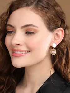 Priyaasi Gold Plated Contemporary Pearls Beaded Drop Earrings