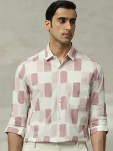 Mufti Men Slim Fit Spread Collar Geometric Printed Cotton Casual Shirt