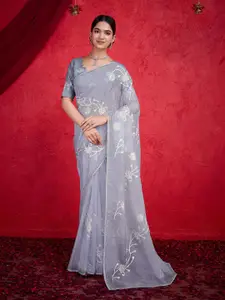 Mitera Floral Embroidered Organza Saree
