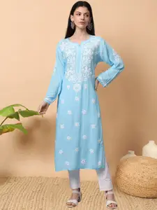 PARAMOUNT CHIKAN Ethnic Motifs Embroidered Chikankari Straight Kurta