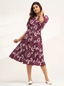 DressBerry Women Tropical Printed Fit & Flare Dress