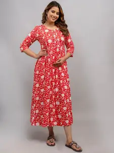 Mialo fashion Floral Printed Maternity Fit & Flare Midi Dress