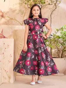 Sangria Girls Floral Printed Gown