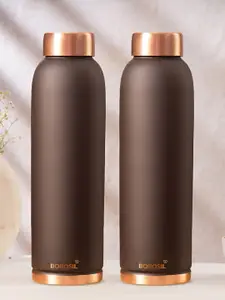 BOROSIL Brown & Copper-Toned 2 Pieces Copper Solid Water Bottle 1L Each