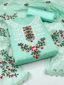 HMP Fashion Floral Embroidered Jacquard Chanderi Unstitched Dress Material