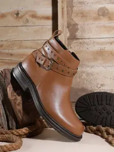 The Roadster Life Co. Women Mid-Top Regular Boots With Belt Detail