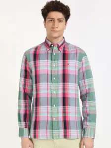 Tommy Hilfiger Men Button-Down Collar Tartan Checked Organic Cotton Casual Shirt