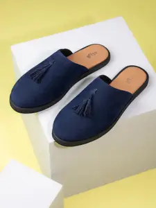 Styli Men Faux Suede Clogs with Tassel Detail