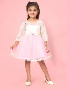 Sangria Girls Self Design Fit & Flare Dress