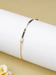 LIORA 925 Silver Jewellery Sterling Silver Gold-Plated Pearl & Beads Anklet
