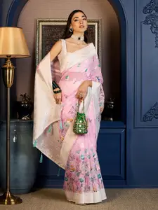 Mitera Floral Woven Design Zari Muga Saree