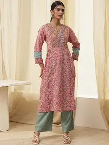 Biba Women Floral Printed Thread Work Kurta