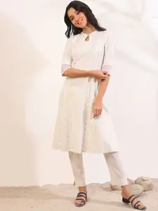 AURELIA Ethnic Motifs Embroidered A-Line Kurta