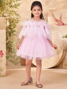 Sangria Girls Self Design Fit & Flared Dress