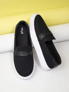 Styli Men Casual Slip On Shoes with Faux Leather Details