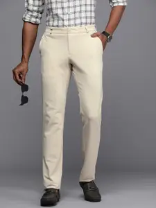 Louis Philippe Sport Solid Slim Fit Mid-Rise Smart Casual Trousers