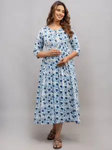 Mialo fashion Printed Round Neck Maternity Ethnic Dress