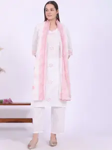 AURELIA Floral Embroidered Thread Work Pure Cotton Straight Kurtas