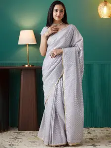 RACHNA Printed Sequinned Organza Ready to Wear Saree