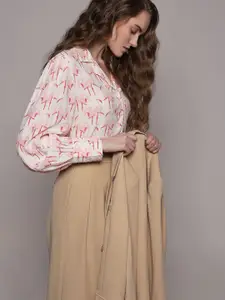 Vero Moda Women Abstract Printed Cuban Collar Casual Shirt