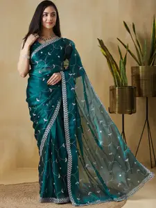 RACHNA Floral Embroidered Tissue Ready to Wear Saree