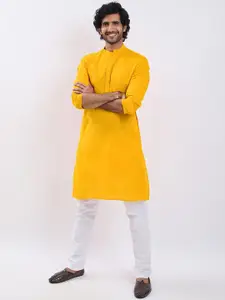 VASTRAMAY Mandarin Collar Pure Cotton Straight Kurta with Pyjamas