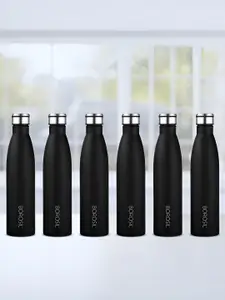 BOROSIL Black & Silver-Toned 6 Pieces Stainless Steel Water Bottle 900ml Each