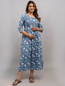 Mialo fashion Cotton Printed Fit & Flared Maternity Ethnic Dresses