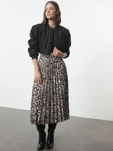 Trendyol Women Animal Skin Printed Midi A-Line Skirt