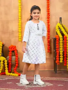 BAESD Girls Woolen Jumper Dress With Belt