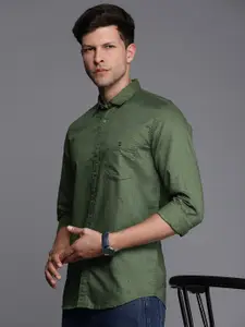 Louis Philippe Jeans Super Slim Fit Checked Cotton Linen Casual Shirt