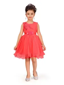 Sangria Girls Floral Embroidered Frock