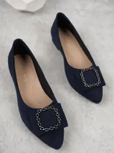 DressBerry Women Pointed Toe Buckles Ballerinas Flats