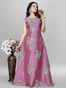 JULEE Women Embroidered Net Fit & Flare Maxi Dress