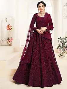 A TO Z CART Embroidered Thread Work Semi-Stitched Lehenga & Unstitched Blouse With Dupatta