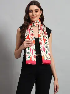 Ravaiyaa Women Pack of 2 Floral Leaf Printed Satin Silk Scarves