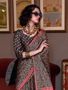 Saree mall Ethnic Motifs Printed Pure Crepe Patola Sarees