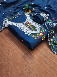 HMP Fashion Floral Embroidered Jacquard Chanderi Unstitched Dress Material